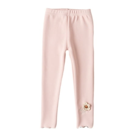 

HBYJLZYG Fleece Lined Leggings Winter For Girls Warm Flower Elastic Cotton Pants Suitable For 2-10 Years Old Xmas Gift