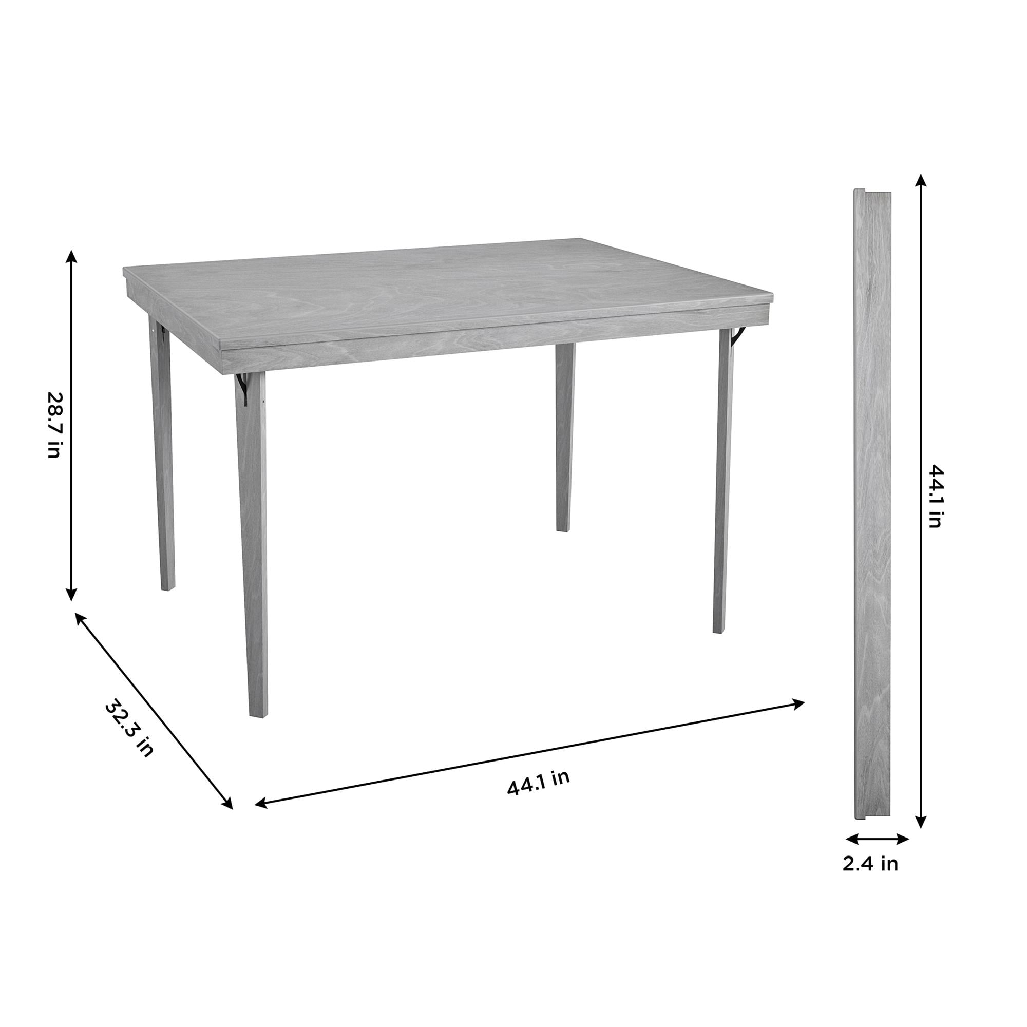 COSCO 44" x 32" Wood Folding Dining Table, Gray Woodgrain