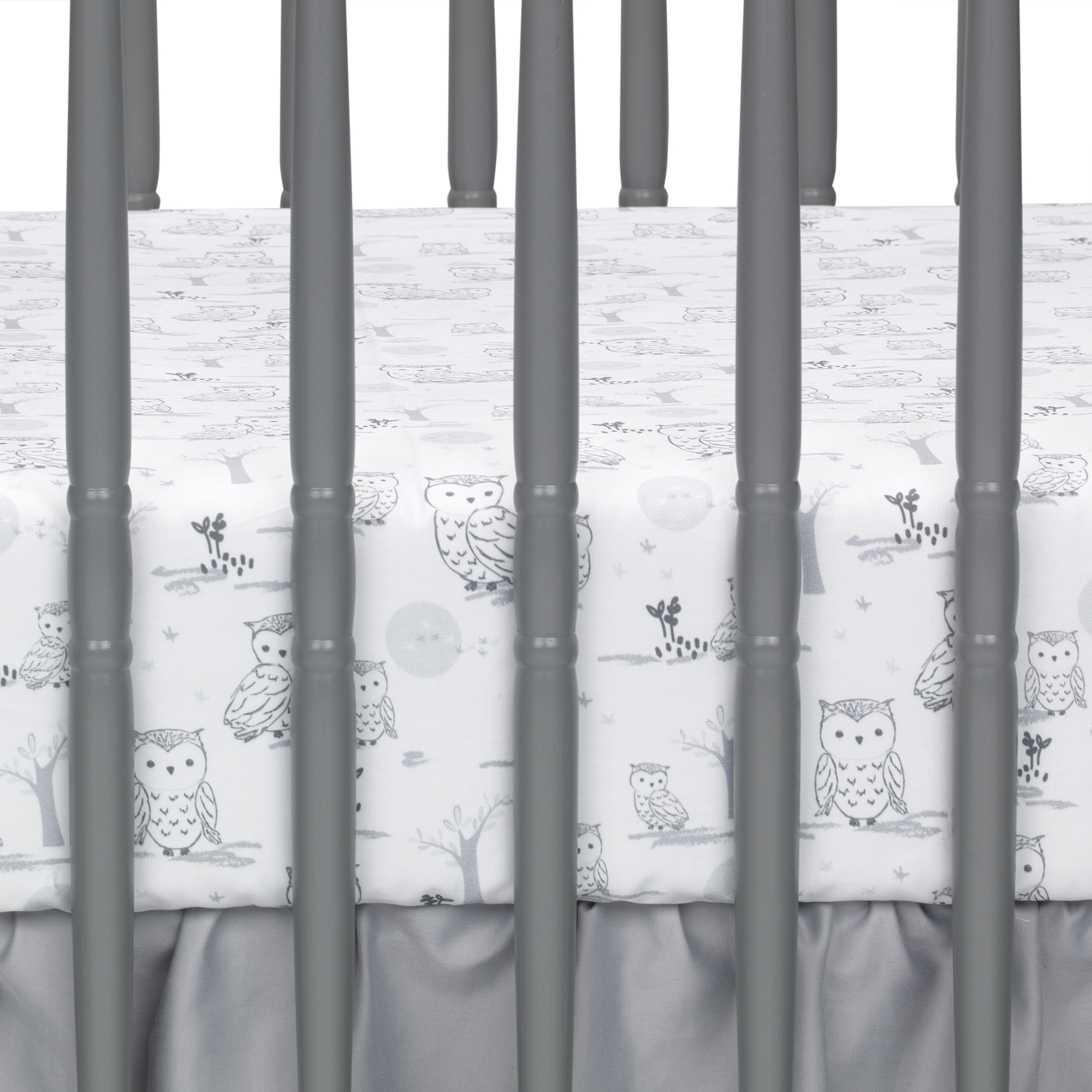 Lambs & Ivy Luna White/Gray Celestial Owl 4-Piece Nursery Baby Crib Bedding Set - image 5 of 9