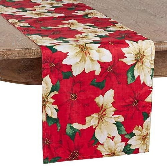 Fennco Styles Provencher Collection Classic Poinsettia Blossom Printed Table Linens