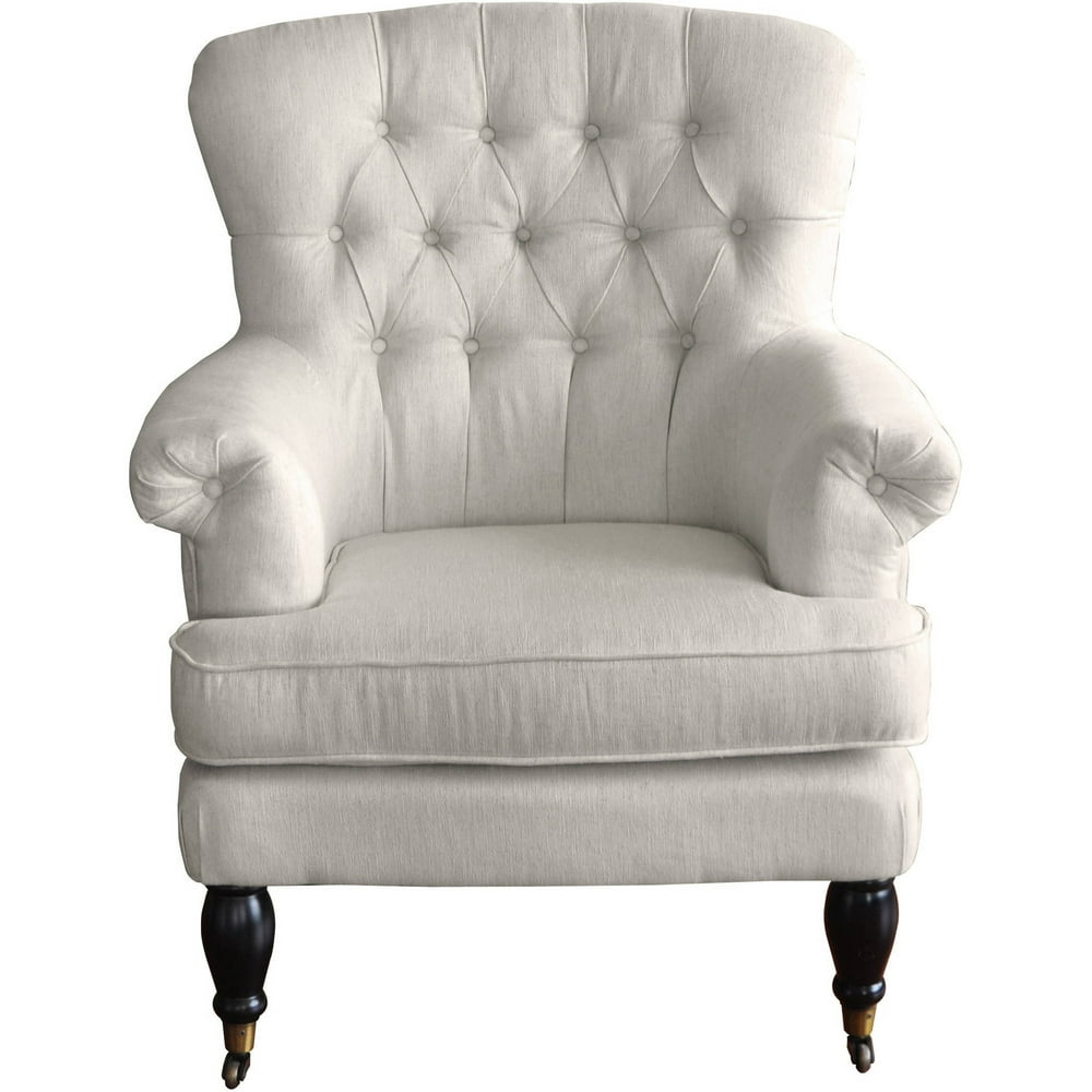 HomePop Accent Off-White Armchair Tufted with Rolled Arms - Walmart.com