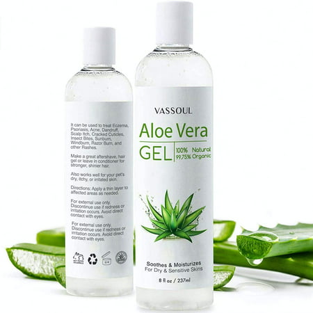 Vassoul Organic Aloe Vera Gel, Concentrated Pure Aloe Gel After Sun Skin Care And For Facial Moisturizer (Best Organic Fake Tan)