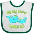 thumbnail image 3 of Inktastic My Sister Loves Me- Cute Narwhal Boys or Girls Baby Bib, 3 of 4