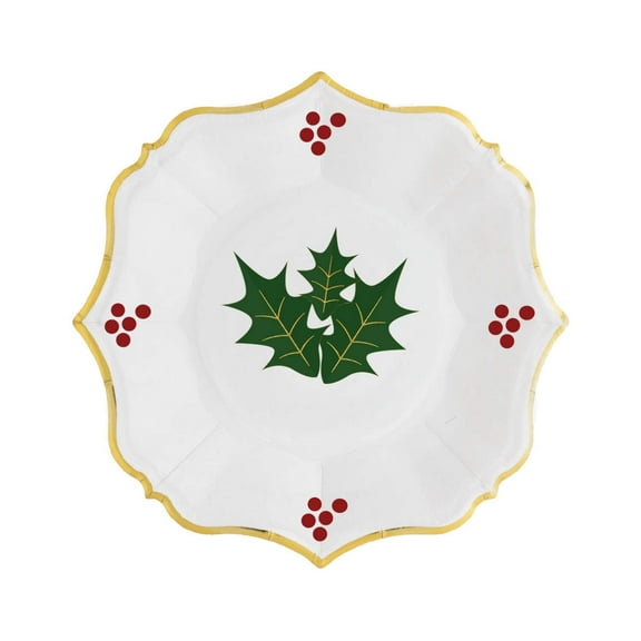 Christmas White Scalloped Paper Dessert Plates