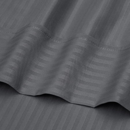 MAINSTAYS SUPER SOFT BRUSHED MICROFIBER BED SHEET SET, SOOTHING GRAY EMBOSSED STRIPE, QUEEN, 4 PIECE