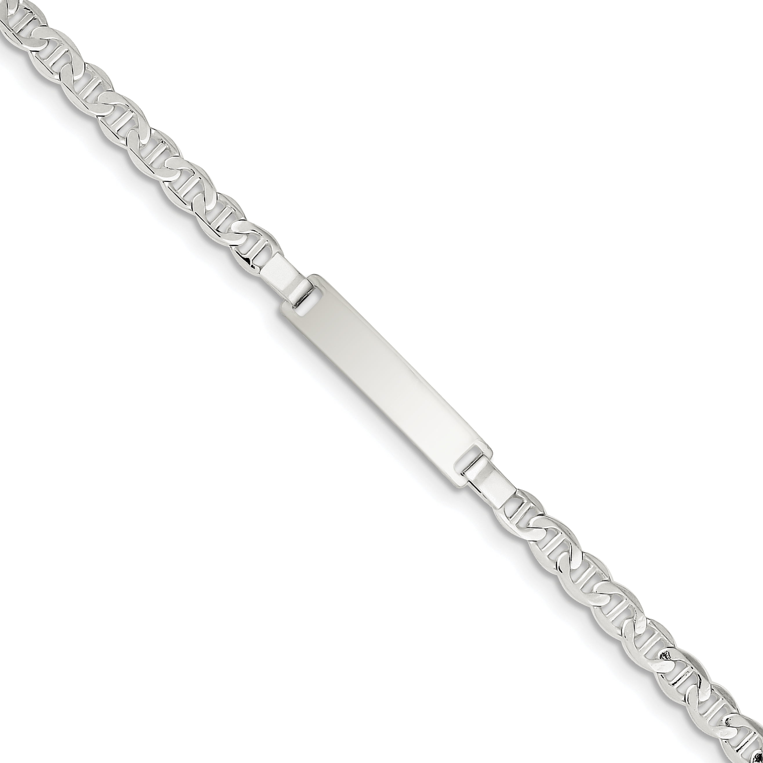 Sterling Silver 6inch Polished Engraveable Childrens ID Bracelet 