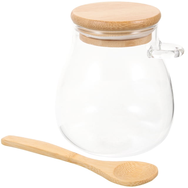 Glass Storage Jar with Sealed Lid Clear Glass Food Storage Canister Tea Coffee Jar with Spoon