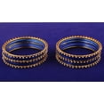 thumbnail image 3 of Sunsoul by Touchstone "Colorful Collection" Indian Bollywood Alloy Single Line Clear Rhinestone And Textured Royal Blue Color Bangle Bracelets Set of 18 In Antique Gold Tone For Women., 3 of 5