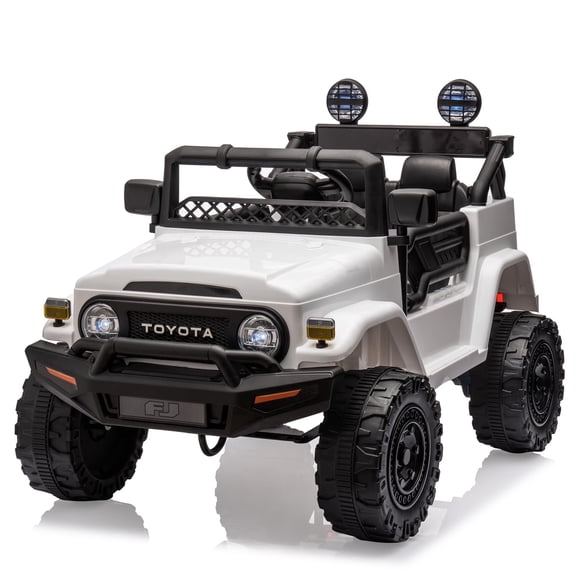TROPOW Kids Cars Electric Ride On,Kids Ride On Car, Licensed Toyota 12V Ride On Truck Car, Battery Powered Electric Kids Car with Remote Control, Music, LED Lights, Safety Belt for Boys Girls,White