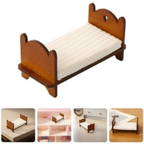 MUSEYA Dollhouse Furniture Miniature Wooden Bed Coffee Wood 1Pack Versatile Use Vintage Style