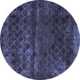 thumbnail image 1 of Ahgly Company Machine Washable Indoor Round Abstract Blue Modern Area Rugs, 4' Round, 1 of 4