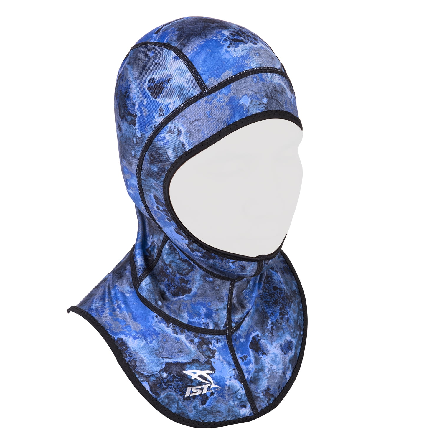 IST Lycra Spandex Diving Hood Wetsuit Cap Head Cover with Bib & Anti Chafe Seams for Scuba Divers 