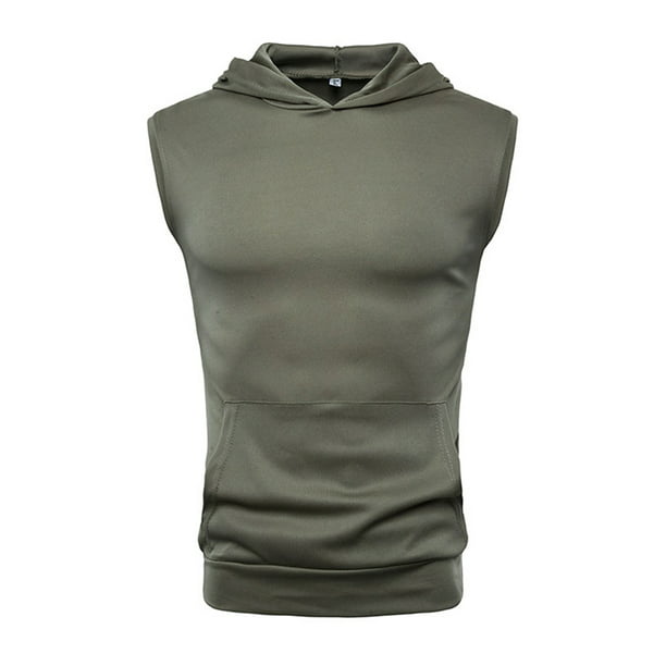 Lallc - Mens Sleeveless Fitness Hooded Casual T Shirt - Walmart.com ...