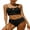 Black, variant on Women Middle Waisted Bikini Set Bandaged Rushed Swimsuits Sexy Two Piece Swimwear