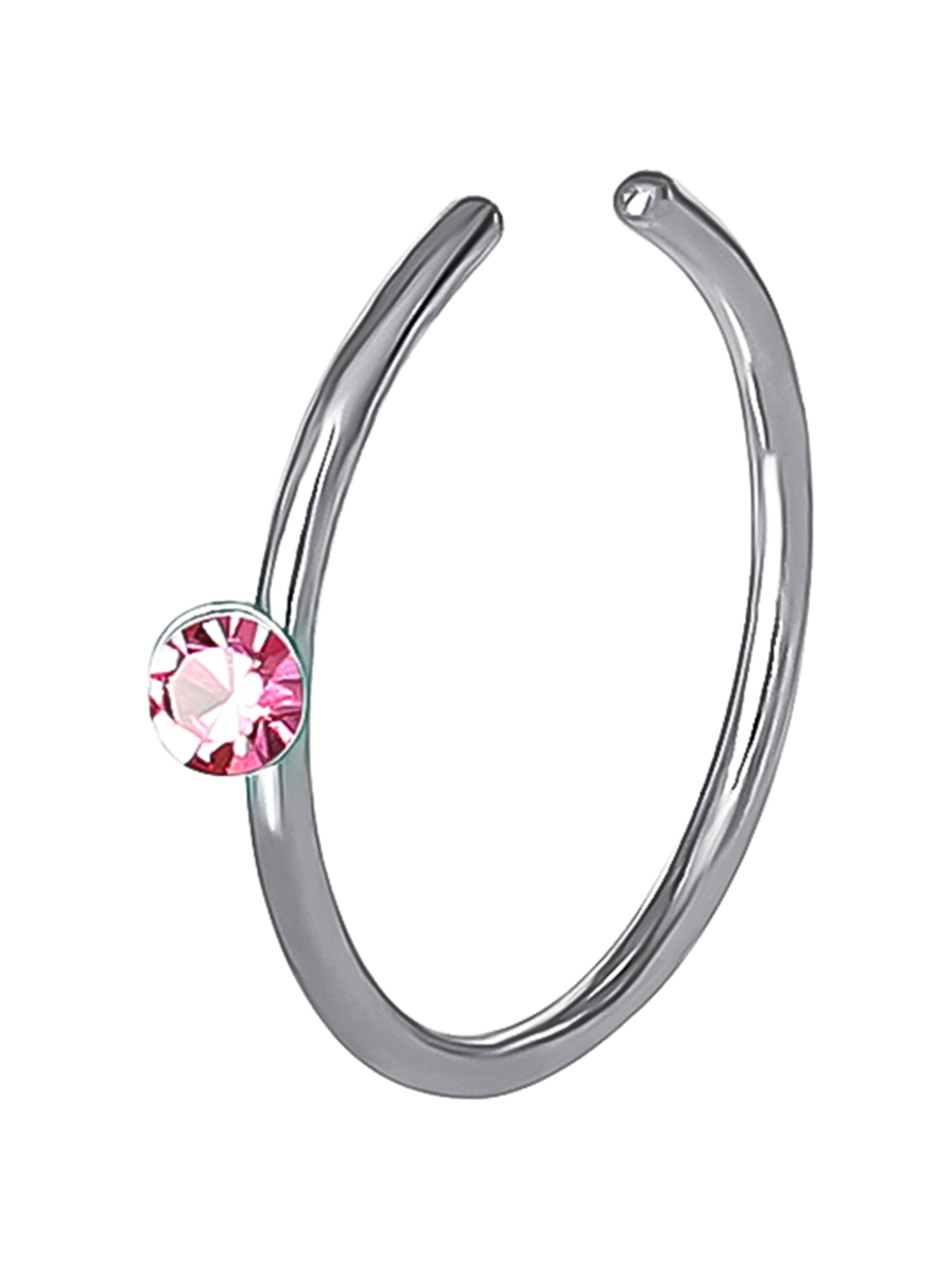Body Jewelry Women's 16-Gauge Surgical Steel Nose Hoops with Crystal Accents, 3 Pack