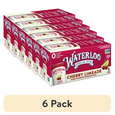 (6 pack) Waterloo Sparkling Water, Cherry Limeade, 12 fl oz, 8 Pack Cans