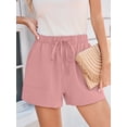 thumbnail image 6 of Chiclily Womens Summer Casual Shorts Lounge Beach Shorts Elastic High Waisted Drawstring Shorts with Pockets, Pink Size L, 6 of 7