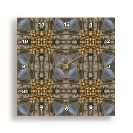 3dRose, Wood and metal kaleidoscope abstract., 15x15 Wall Clock