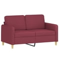 2piece sofa set with cushions wine red fabric