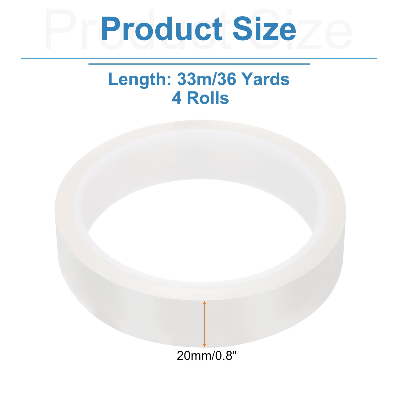 4 Rolls Transparent 0.8 Inch x 36 Yards PET Film Electrical Tape 20mm x 33m