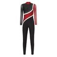 thumbnail image 2 of TiaoBug Women Shiny Rhinestone Gymnastics Leotard Bodysuit Full Length Figure Skating Jumpsuit Burgundy XXL, 2 of 7