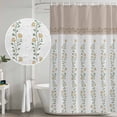 thumbnail image 5 of Beige Floral Shower Curtain, Waterproof Shower Curtains for Bathroom, Spring Summer Botanical Flowers Washable Fabric Bathtub Curtain Set Bath Decor with 12 Hooks 48"x72", 5 of 8