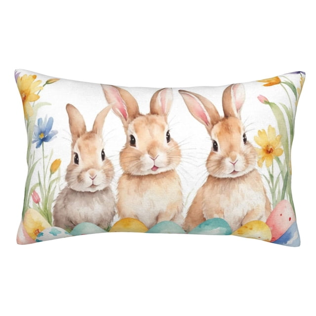 Fotbe Happy Easter Funda de Almohada Decorativa Estilo Occidental, Lujo en Algodón, Fundas para Almohadas King, Cojín Estampado para Decoración del Hogar-14"x20"