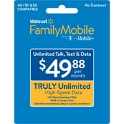 Walmart Family Mobile $49.88 TRULY Unlimited Monthly Prepaid Plan + 30GB of Mobile Hotspot Direct Top Up