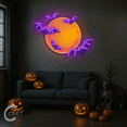 thumbnail image 3 of C-CRAFT Halloween Bat with Moon Neon Sign 40 Inches for Haunted Home Wall Art, Mystical Spooky Illumination, Halloween Decor, 3 of 4
