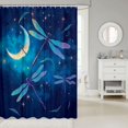 thumbnail image 2 of Manfei Cute Dragonflies Shower Curtain 72Wx72L,Dreamy Moon Stars Galaxy Bathroom Curtain,Deep Blue, 2 of 5