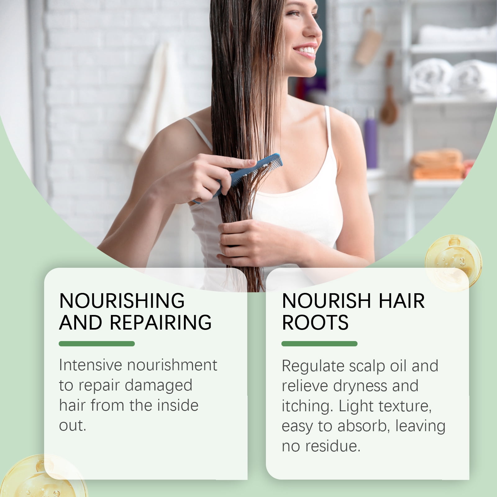Alvantor Rosemary Hair Oil, Dry and Damaged Hair Care, Moisturizing & Strengthening Silky Oil for All Hair Types, 2fl.oz