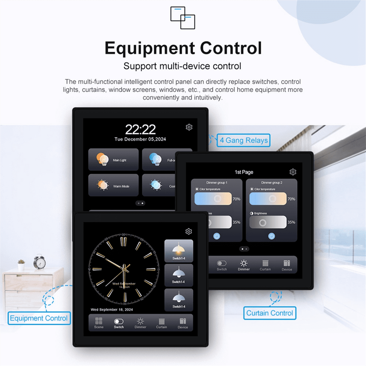 Tuya T3E Pro Smart Control Panel Switch Touch Screen Panel Switch Zigbee Intelligent Home Wall Push Light Switch Black