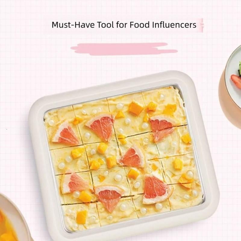 CEORPER Portable Cold Yogurt Maker Ice Tray Stainless Steel Ice Cream Maker Tray