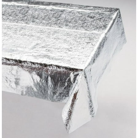 Club Pack of 12 Rectangular Silver Metallic Party and Banquet Table Cloths