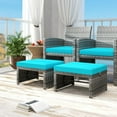 thumbnail image 4 of PetFurnishn Patio Ottomans Set of 2, PE Rattan Footstools with Removable Cushions & Metal Frame, Side Tables, Additional Seating, Outdoor Stools for Balcony, Backyard & Poolside (Turquoise), 4 of 10