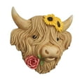 thumbnail image 2 of Highland Cow Head Wall Decor Sculpture Ornament Resin Build for Garden Balcony Entryway and Home, 2 of 9