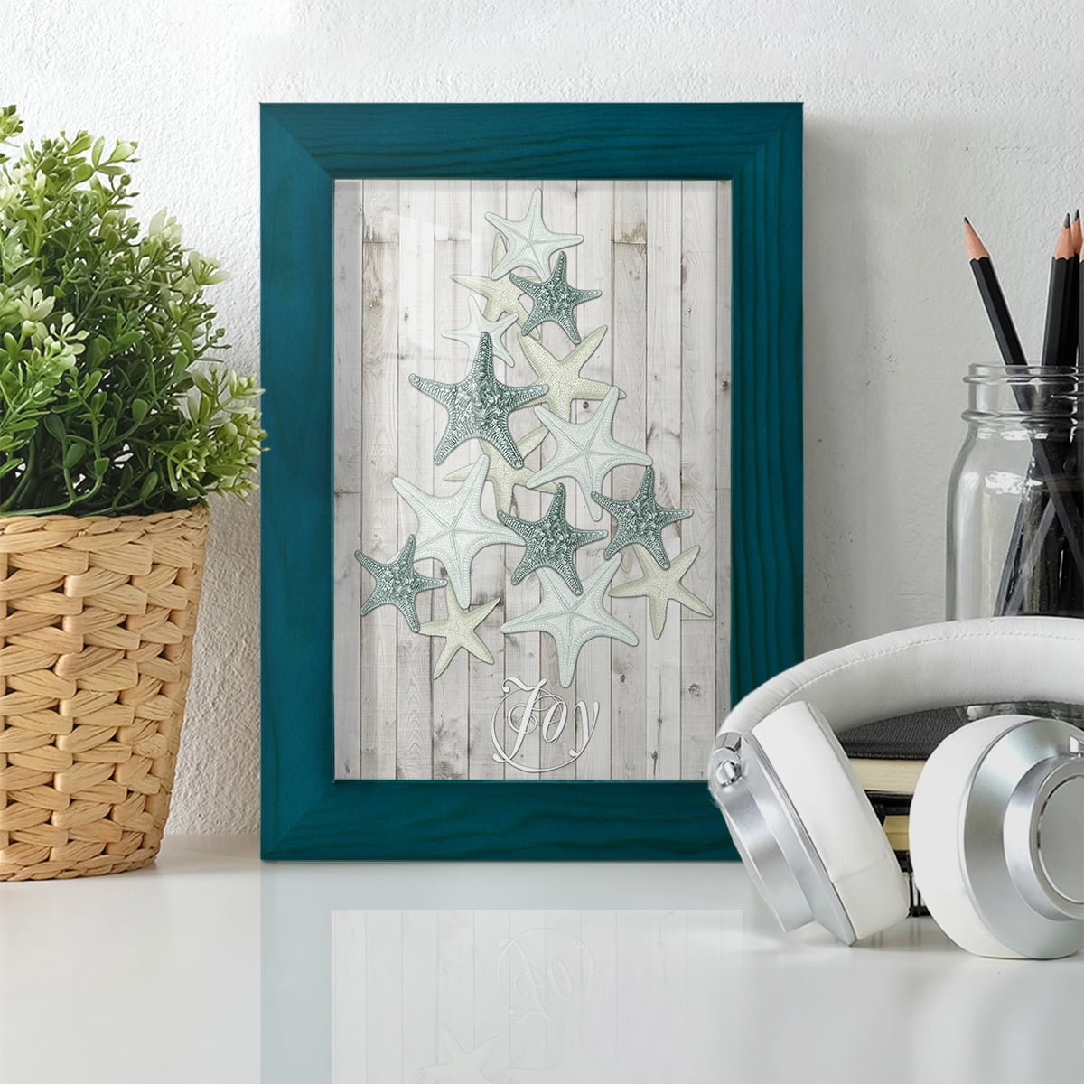 Coastal Christmas III -Framed Print w/glass-Ocean Blue