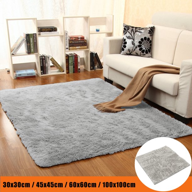 Gray Fluffy Plush Floor Rug Yoga Mat Antiskid Carpet AntiSkid Carpet