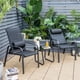 thumbnail image 1 of Set de 3 Muebles de Exterior Costway Mesa Baja Vidrio Templado y 2 Sillas Apilables Negro, 1 of 9