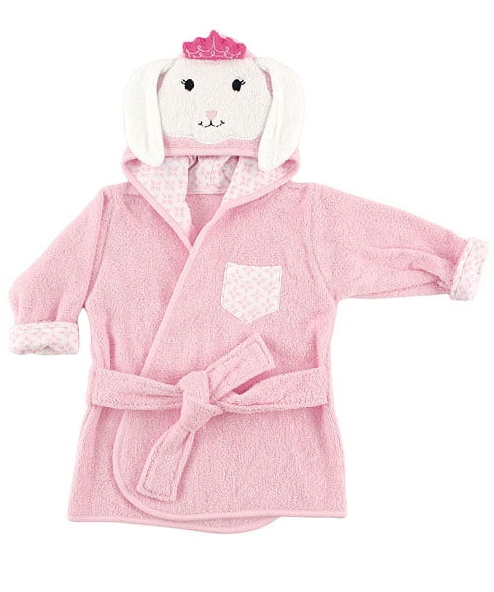 Hudson Baby Infant Girl Cotton Animal Face Bathrobe, Princess Bunny, 0-9 Months