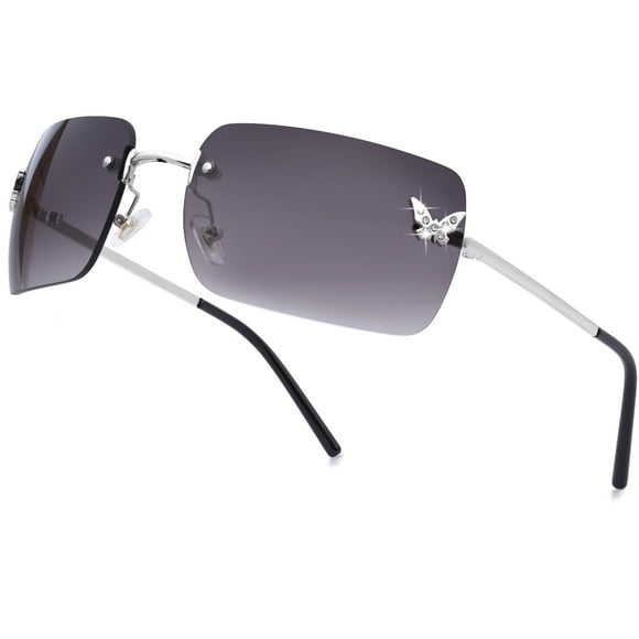 Gafas de sol knliwkm Rectangulares sin Montura Y2K con Protección UV400