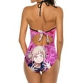 thumbnail image 3 of My Hero Academia Himiko Toga Women's Swimwear Strap One Piece Backless Tummy Control V Neck Swimsuit Summer Beach Vacation Bathing Suit, 3 of 7