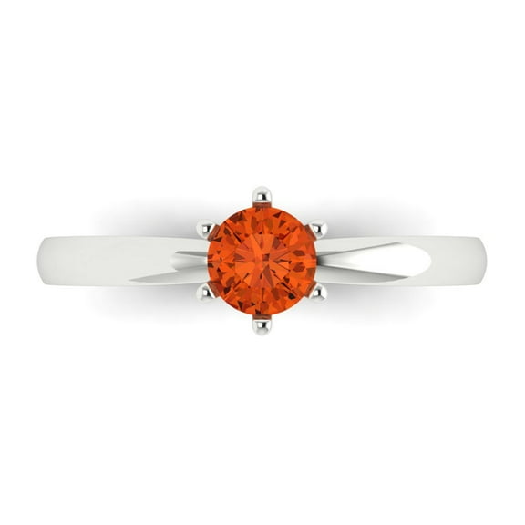 0.5 ct Round Cut Simulated Red Diamond Solitaire Engagement Ring for Women in 14K White Gold