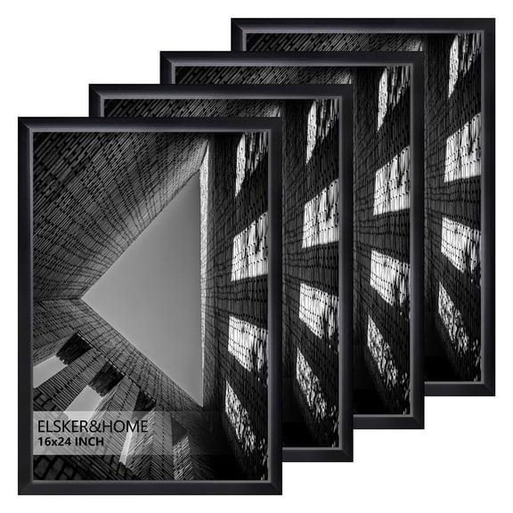 ELSKER&HOME 16 x 24 Poster Frame 4 Pack, Black Picture Frame for Horizontal or Vertical Wall Mounting, Multi-Purpose Home Office Decor for 16x24 Photos