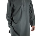 thumbnail image 3 of Hijaz Men's Embroidered Cool Gray Kurta Top Wrinkle Free Cotton Short Tunic-L, 3 of 4