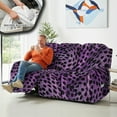 thumbnail image 4 of COEQINE Recliner Sofa Cover Soft Couch Slipcover 8 Pieces Stretch Recliner Chair Cover 3 Seater Fitted Reclining Chair Slipcover with Elastic Bottom and Pocket, Dark Purple Leopard Print, 4 of 8
