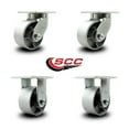 thumbnail image 2 of 6 Inch Heavy Duty Semi Steel Cast Iron Wheel Caster Set 2 Swivel 2 Rigid SCC, 2 of 2
