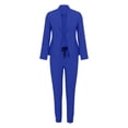 thumbnail image 5 of BLOCLOALO 2 Piece Lounge Set Long Sleeve Shirts Women's Two Lapels Suit Set Business Jacket Pant Suit Slim Fit Trouser Jacket Suit Womens Business Suits Drawstring Pants Comfortable Lounge Sets Blue M, 5 of 6