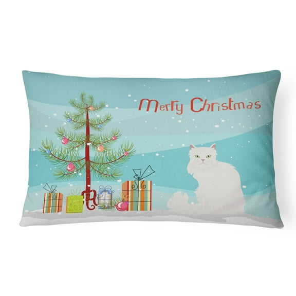 Carolines Treasures CK4746PW1216 Asian Semi Longhaired Cat Merry Christmas Canvas Fabric Decorative Pillow, 12H x16W,