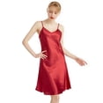 thumbnail image 4 of LYMAYTER Women's Satin Spaghetti Strap Nightgown V Neck Silk Slip Lingerie Dress Nightdress M-4XL, 4 of 8